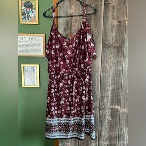 Maurices Burgundy Floral Midi Dress
